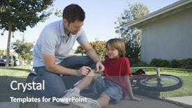  Presentation with pathway - Slide set with knee by bicycle on pathway background and a ocean colored foreground