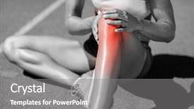  Presentation with joint - PPT theme consisting of knee injury - low section of female athlete background and a gray colored foreground