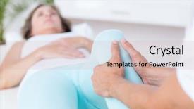  Presentation with masseur doing massage spa - Audience pleasing PPT theme consisting of knee injury - physiotherapist doing leg massage backdrop and a soft green colored foreground