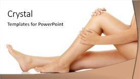  Presentation with injury - Colorful slide deck enhanced with knee injury woman holding backdrop and a white colored foreground