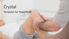  Presentation with joint - Audience pleasing presentation theme consisting of knee joint - man massaging the leg backdrop and a white colored foreground