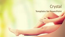  Presentation with joint - Colorful presentation theme enhanced with knee joint - woman holding on leg backdrop and a cream colored foreground