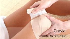  Presentation with joint pain - Slides consisting of knee joint pain bandage background and a coral colored foreground