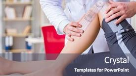  Presentation with joint - Presentation design featuring knee motion - doctor checking patients joint flexibility background and a dark gray colored foreground
