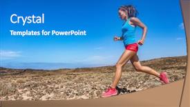  Presentation with active lifestyle - Presentation having knee motion - fit woman athlete trail running background and a teal colored foreground