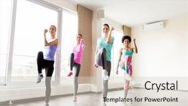  Presentation with elderly people exercise patient training - Audience pleasing theme consisting of knee motion - fitness sport training exercising backdrop and a lemonade colored foreground