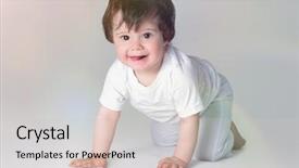  Presentation with happy birthday baby - Amazing slide deck having knee motion - happy crawling baby side view backdrop and a light gray colored foreground