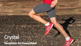 Presentation with running shoes - Beautiful presentation design featuring knee motion - running shoes sport athlete runner backdrop and a tawny brown colored foreground