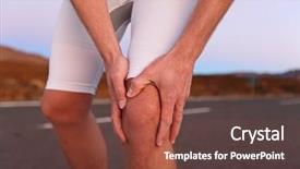  Presentation with knee pain - Slide set consisting of knee pain - man with running background and a tawny brown colored foreground