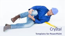  Presentation with knee pain - PPT theme having knee pain after falling background and a sky blue colored foreground