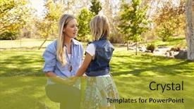  Presentation with mother and nurse during labor - PPT theme enhanced with kneeling - mother and young daughter talking background and a gold colored foreground
