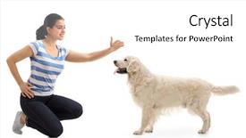  Presentation with dog - Slide deck enhanced with kneeling - woman petting a dog isolated background and a white colored foreground