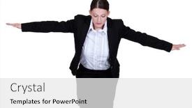  Presentation with kneeling - Beautiful theme featuring kneeling businesswoman with arms stretched backdrop and a white colored foreground