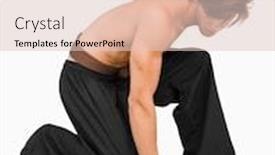  Presentation with kneeling - Cool new PPT theme with kneeling martial arts fighter against a white background backdrop and a lemonade colored foreground