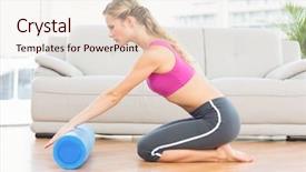  Presentation with kneeling - Theme featuring kneeling on floor using foam background and a sky blue colored foreground