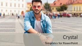  Presentation with pedestrian - Slide deck featuring kneels outside on the pedestrian background and a light gray colored foreground