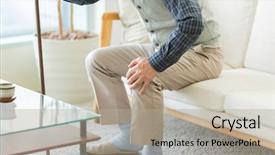  Presentation with knee pain - Amazing PPT theme having knees - senior man with knee pain backdrop and a mint green colored foreground