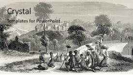  Presentation with kneeling - Slide deck consisting of knees praying - pilgrims kneeling honouring gerazzano madonna background and a  colored foreground