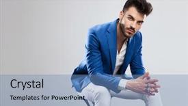  Presentation with smart light - Presentation with knees praying - portrait of handsome smart casual background and a teal colored foreground