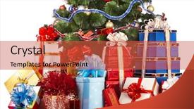  Presentation with group of children in christmas - Theme consisting of knick - christmas tree and group gift background and a red colored foreground