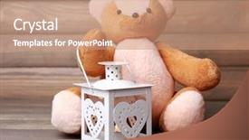  Presentation with sitting teddy bear isolated - PPT theme consisting of knick - teddy bear with lantern background and a  colored foreground