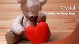  Presentation with wooden heart the slogan - Slides enhanced with knick - teddy bear with red heart background and a  colored foreground