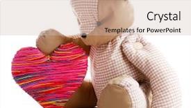  Presentation with sitting teddy bear isolated - Audience pleasing theme consisting of knick - teddy bear with red heart backdrop and a soft green colored foreground