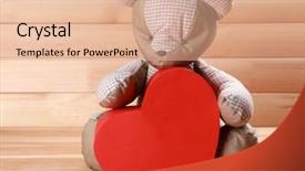  Presentation with teddy bear - Audience pleasing slide set consisting of knick - teddy bear with red heart backdrop and a coral colored foreground