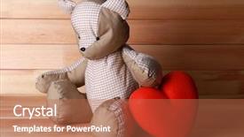  Presentation with teddy bear - PPT theme featuring knick - teddy bear with red heart background and a red colored foreground