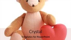  Presentation with sitting teddy bear isolated - Cool new presentation theme with knick - teddy bear with red heart backdrop and a coral colored foreground