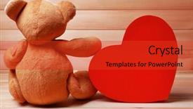  Presentation with teddy bear - PPT theme having knick - teddy bear with red heart background and a red colored foreground
