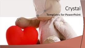  Presentation with teddy bear - Audience pleasing PPT theme consisting of knick - teddy bear with red heart backdrop and a soft green colored foreground