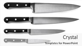  Presentation with knives - Amazing theme having knife - set of steel kitchen knives backdrop and a white colored foreground