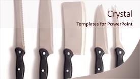  Presentation with knives - Presentation theme enhanced with set of professional chef's background and a lemonade colored foreground