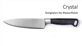  Presentation with knives - Cool new PPT theme with knife - steel kitchen knives isolated backdrop and a white colored foreground