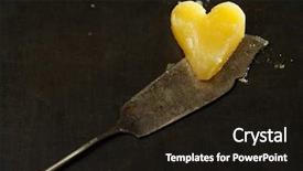  Presentation with heart shape from natural tree - PPT layouts enhanced with knife and dark metal backdrop background and a wine colored foreground