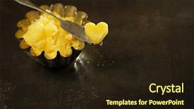  Presentation with butter - Audience pleasing slide deck consisting of knife and dark metal backdrop backdrop and a wine colored foreground