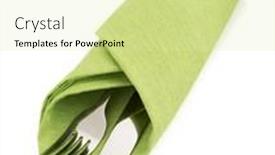  Presentation with napkin - Theme featuring knife-and-fork-at-napkin background and a blonde colored foreground