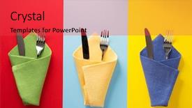  Presentation with napkin - Beautiful presentation featuring knife and fork at napkin backdrop and a red colored foreground