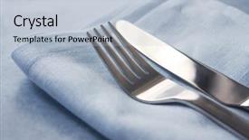  Presentation with pastel - Presentation theme having knife and fork on pastel blue napkin soft-focus shallow depth of field background and a lemonade colored foreground