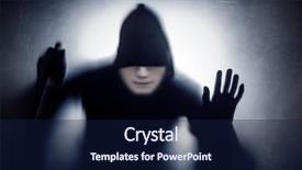 Presentation with cyber crime hood and mask - PPT layouts with knife behind a dusty scratch background and a navy blue colored foreground