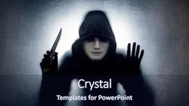  Presentation with cyber crime hood and mask - Theme having knife behind a dusty scratch background and a navy blue colored foreground