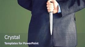  Presentation with green chemistry close up - PPT layouts featuring knife behind back against green background and a tawny brown colored foreground