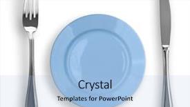  Presentation with business plan blue - Theme with knife blue plate and fork background and a light blue colored foreground
