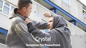  Presentation with knife crime - Audience pleasing presentation consisting of knife crime on urban street backdrop and a gray colored foreground