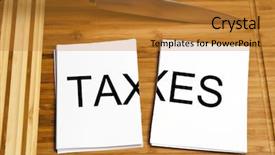  Presentation with taxes - Slide set with knife cut paper with taxes background and a gold colored foreground