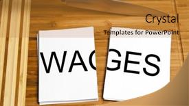  Presentation with wages - PPT theme consisting of knife cut paper with wages word background and a gold colored foreground