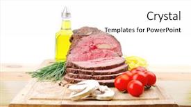  Presentation with non gmo beef - Audience pleasing theme consisting of knife fark - beef barbecue served on big backdrop and a  colored foreground