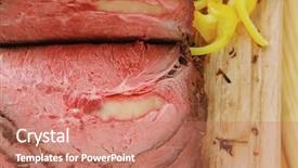  Presentation with barbecue - Beautiful PPT theme featuring knife fark - beef barbecue served on big backdrop and a  colored foreground