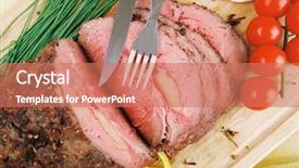  Presentation with barbecue - Slide deck having knife fark - beef barbecue served on big background and a  colored foreground